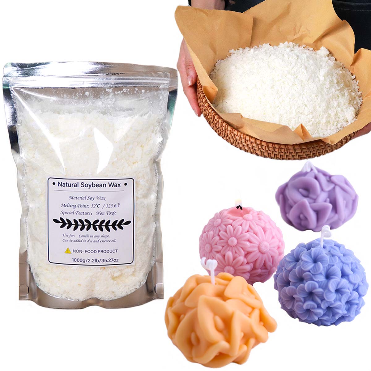 Candle Making Kit - 100/250/500/1000g Natuurlijke Soja Wax Flake DIY